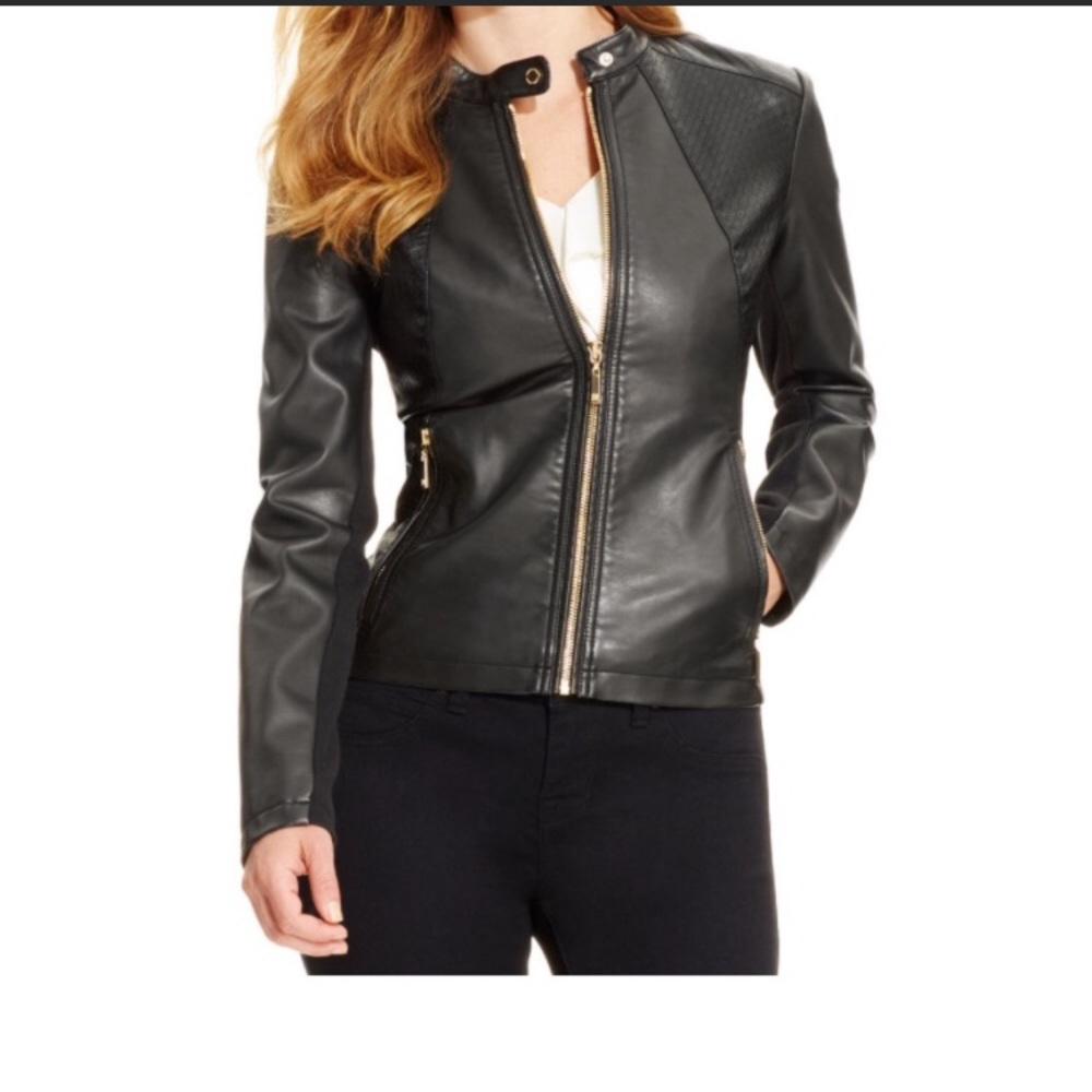 Faux-Leather Moto Jacket